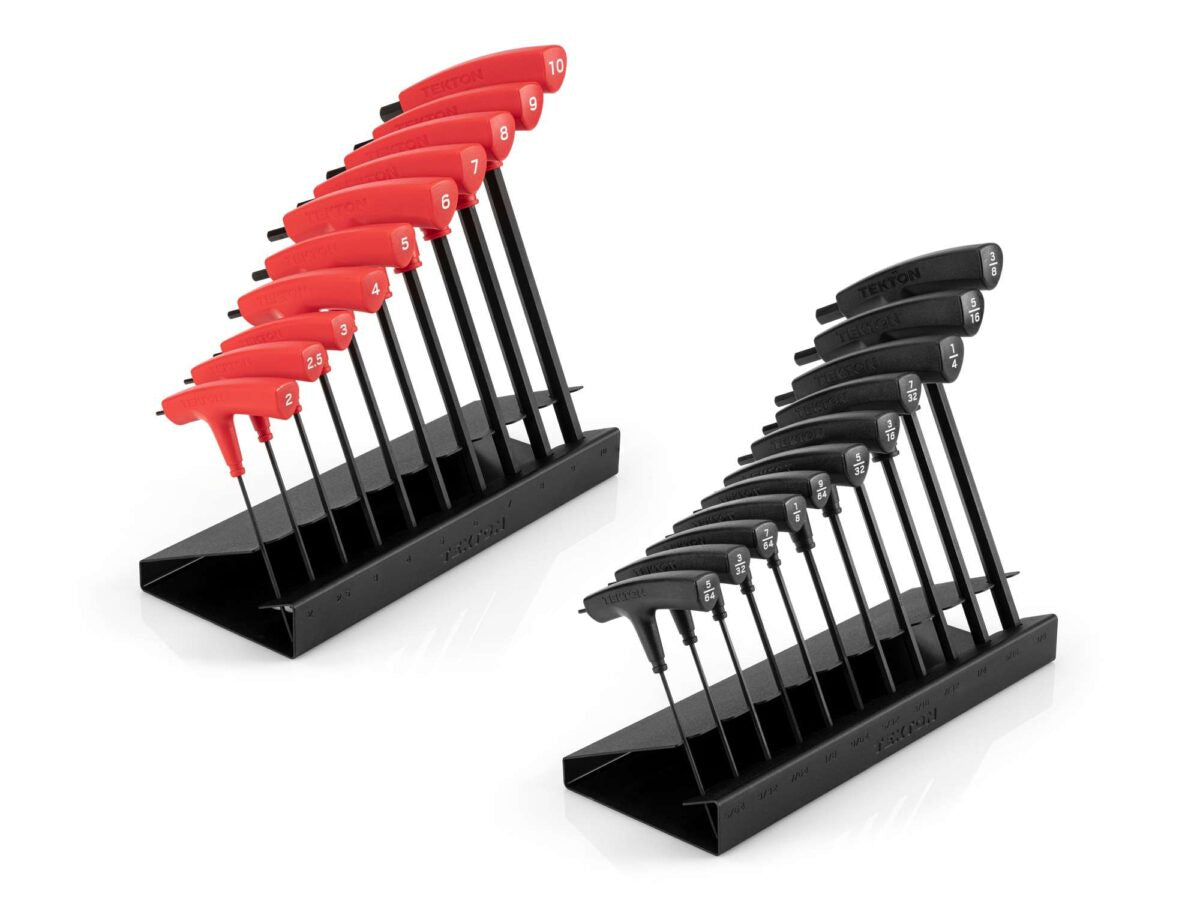 TEKTON Flat End Hex T-Handle Key Set with Stands, 21-Piece (5/64-3/8 in., 2-10 mm) | KTX92302