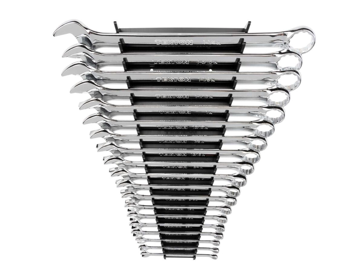 TEKTON Combination Wrench Set with Rack, 19-Piece (1/4 - 1-1/4 in.) | WCB91102