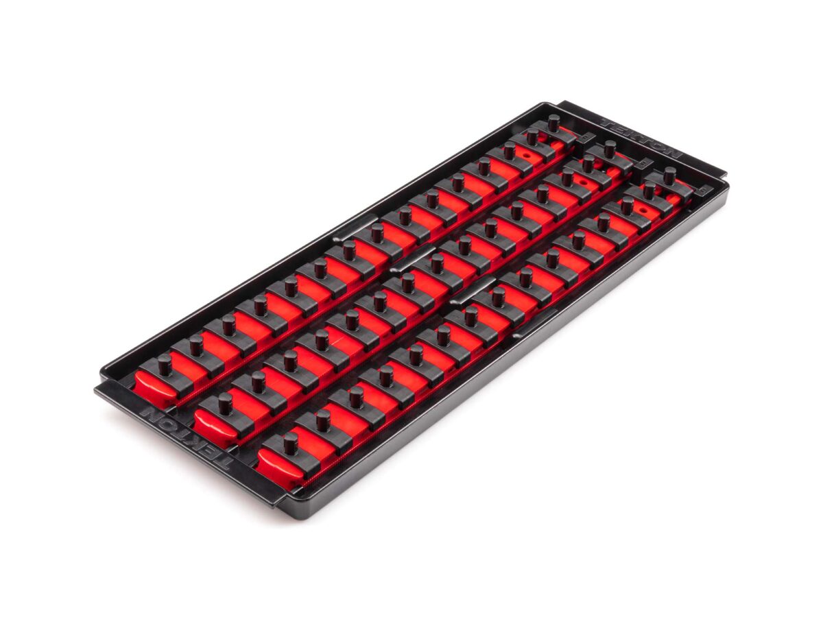 TEKTON 1/4 Inch Drive 3-Rail Socket Organizer Set, Red (45-Tool) | OST06145 Main image