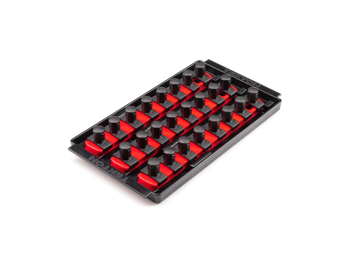 TEKTON 1/2 Inch Drive 3-Rail Socket Organizer Set, Red (24-Tool) | OST25124