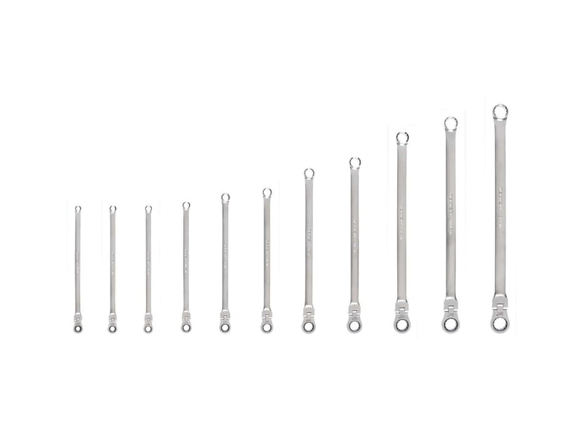 TEKTON Long Fixed/Flex Head 12-Point Ratcheting Box End Wrench Set, 11-Piece (1/4-3/4 in.) | WRB95001 Main image