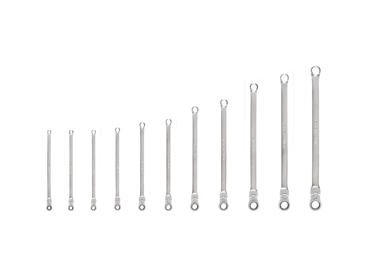TEKTON Long Fixed/Flex Head 12-Point Ratcheting Box End Wrench Set, 11-Piece (1/4-3/4 in.) | WRB95001