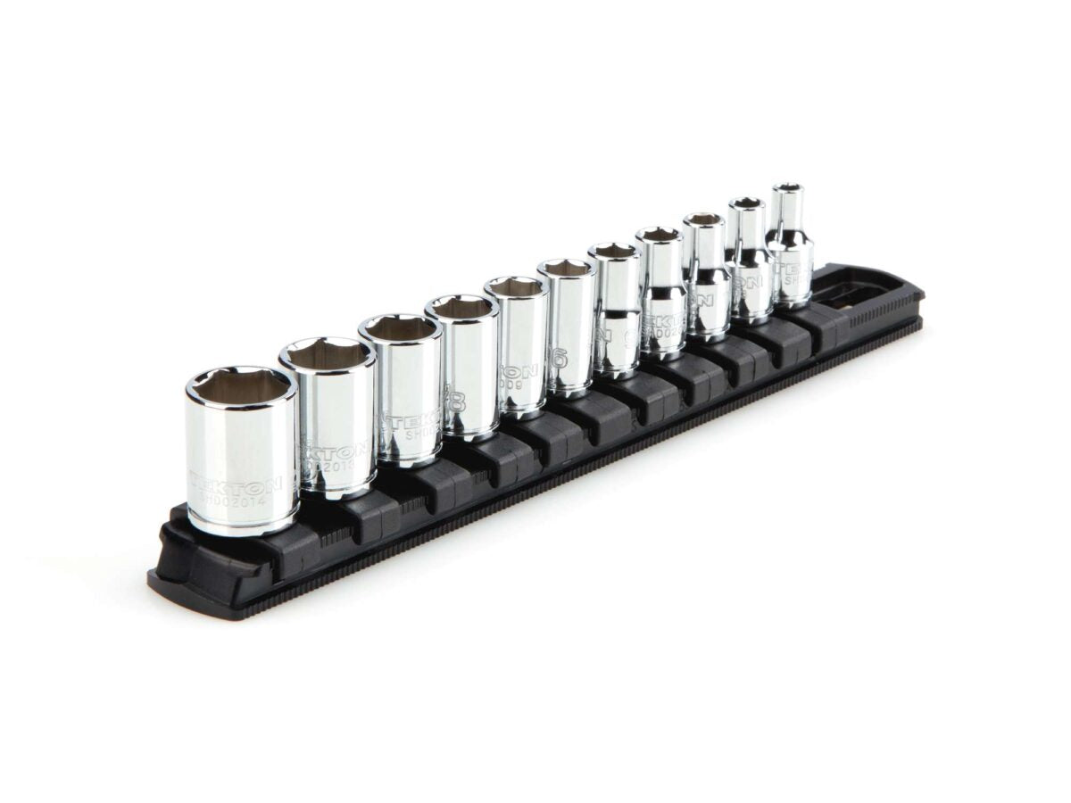 TEKTON 1/4 Inch Drive 6-Point Socket Set with Rail, 11-Piece (5/32-9/16 in.) | SHD90101 Main image