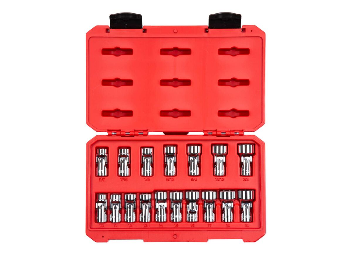 TEKTON 3/8 Inch Drive 6-Point Universal Joint Socket Set with Case, 17-Piece (3/8-3/4 in., 10-19 mm) | SHD91301 Main image