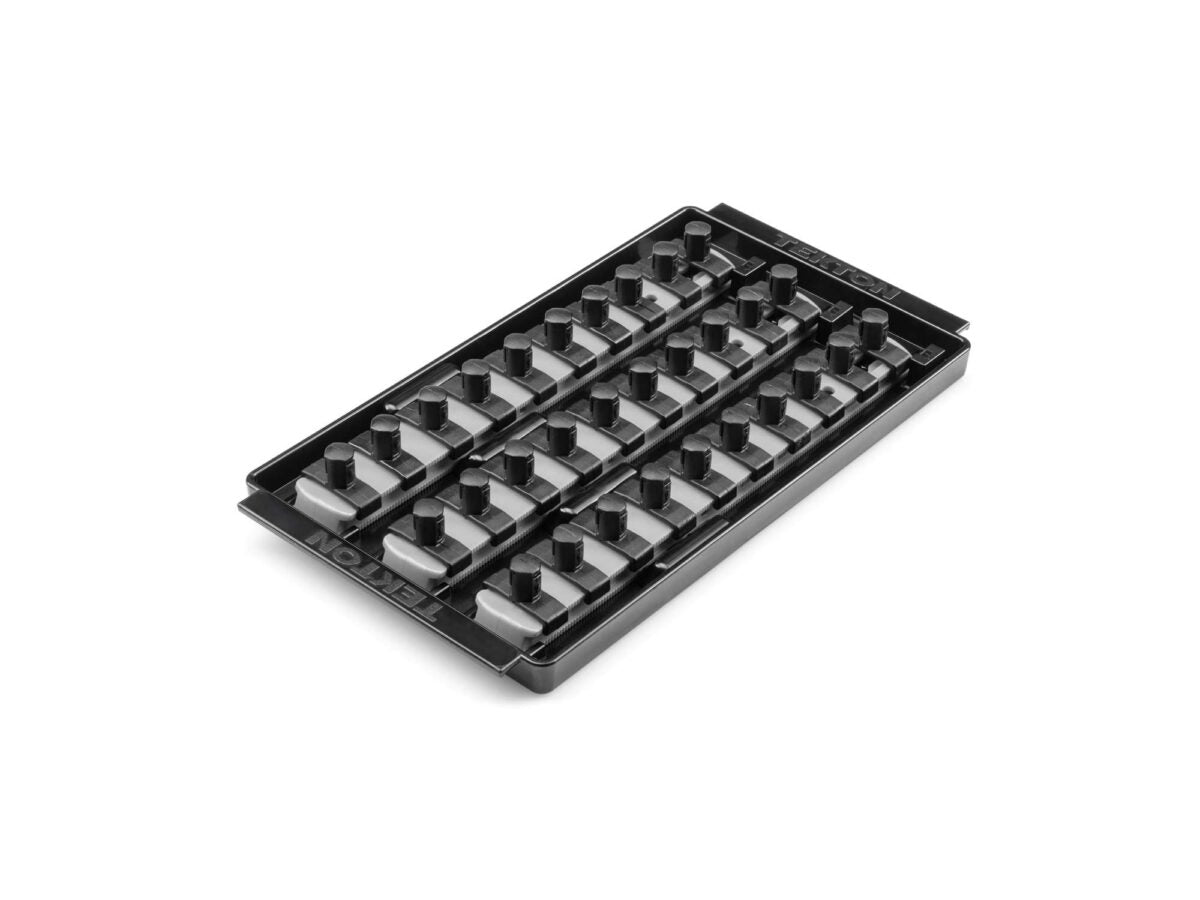 TEKTON 3/8 Inch Drive 3-Rail Socket Organizer Set, Gray (30-Tool) | OST15330
