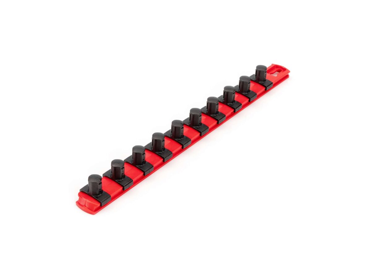TEKTON 1/2 Inch Drive x 13 Inch Socket Rail, 10 Clips (Red) | OSR22110