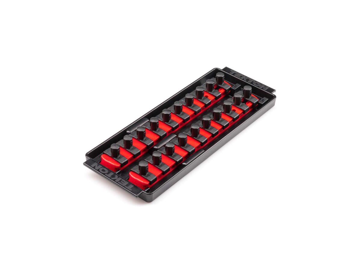 TEKTON 3/8 Inch Drive 2-Rail Socket Organizer Set, Red (20-Tool) | OST11120 Main image