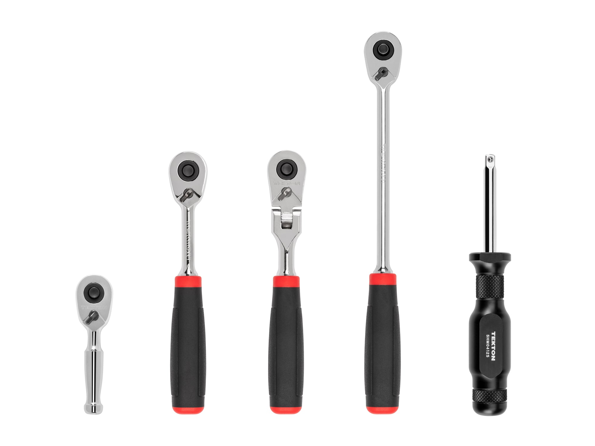 TEKTON 1/4 Inch Drive Quick-Release Comfort Grip Ratchet and Spinner Handle Set (5-Piece) | SDR99008