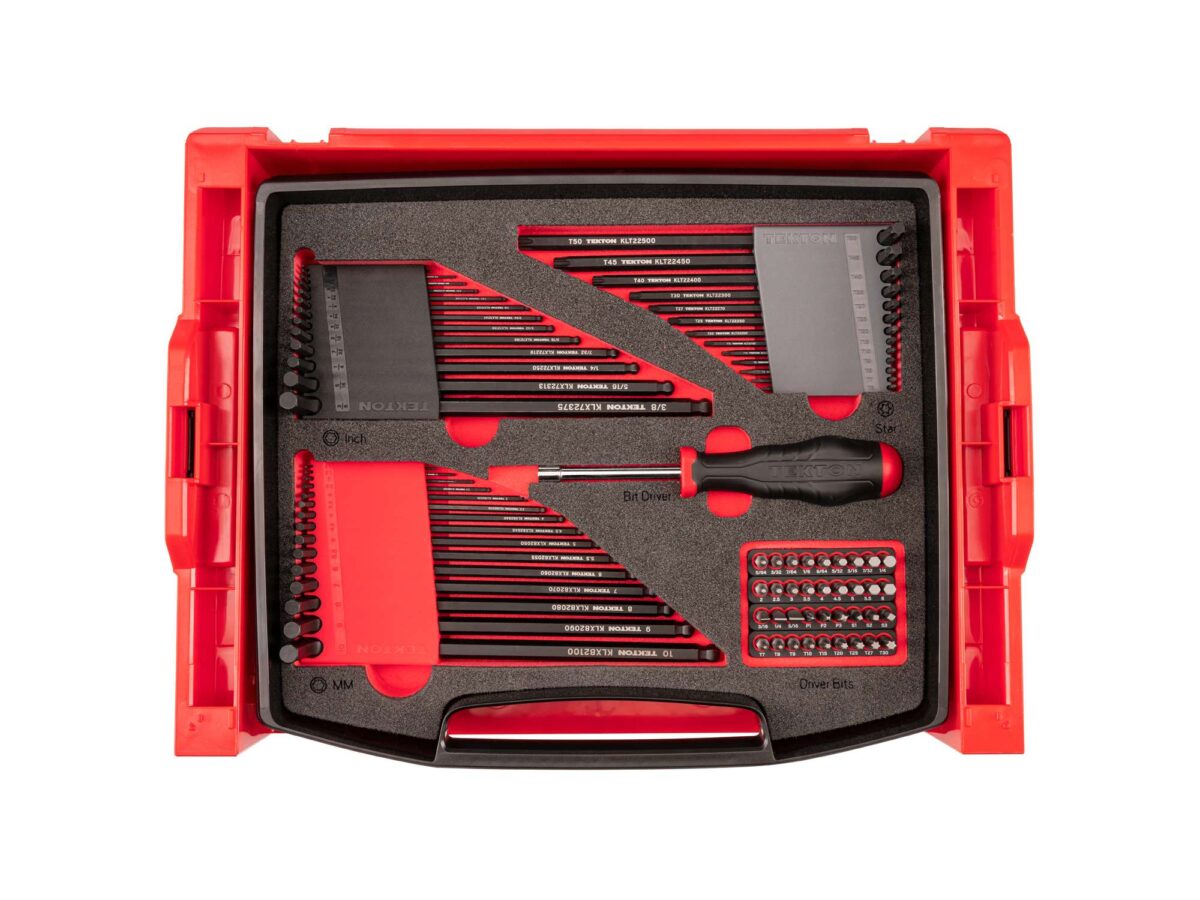 TEKTON L-Key and Bit Driver Set with Open Top Drawer and Rack, 78-Piece (0.050 - 3/8 in., 1.3 - 10 mm, #1 - #3, T7 - T30) | OLB94801 Main image