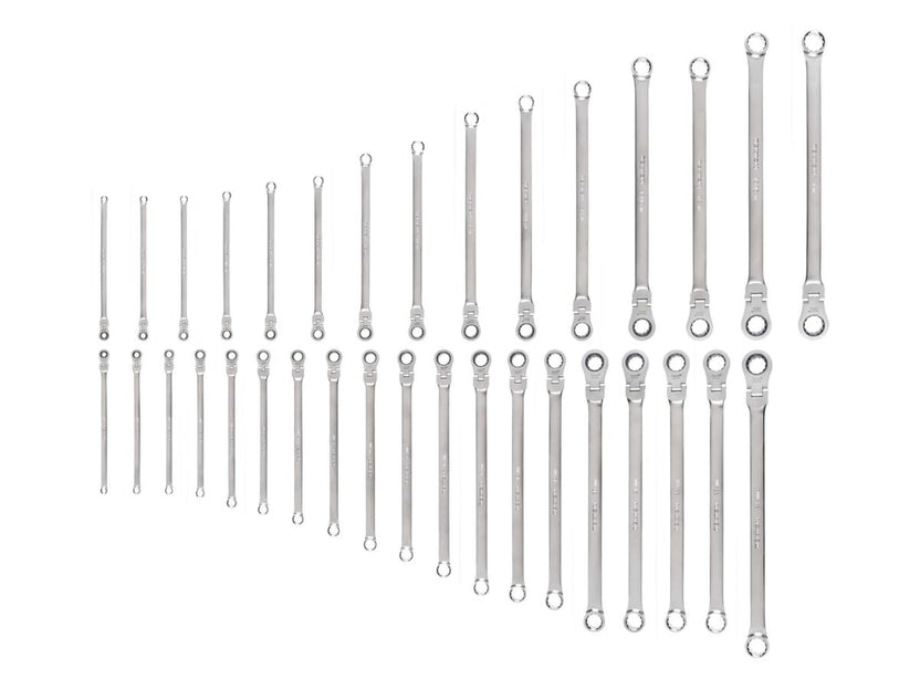 TEKTON Long Fixed/Flex Head 12-Point Ratcheting Box End Wrench Set, 34-Piece (1/4-1 in., 6-24 mm) | WRB95006 Main image