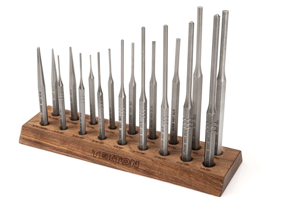 TEKTON Punch Set with Walnut Block (18-Piece) | 66564