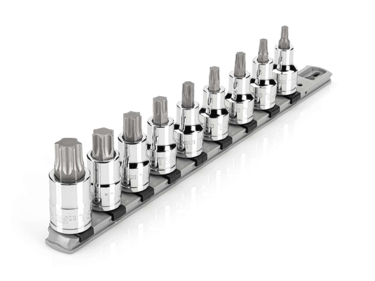 TEKTON 1/2 Inch Drive Torx Bit Socket Set with Rail, 9-Piece (T30-T80) | SHB92107 Main image