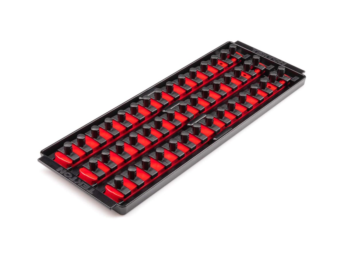 TEKTON 3/8 Inch Drive 3-Rail Socket Organizer Set, Red (45-Tool) | OST16145 Main image