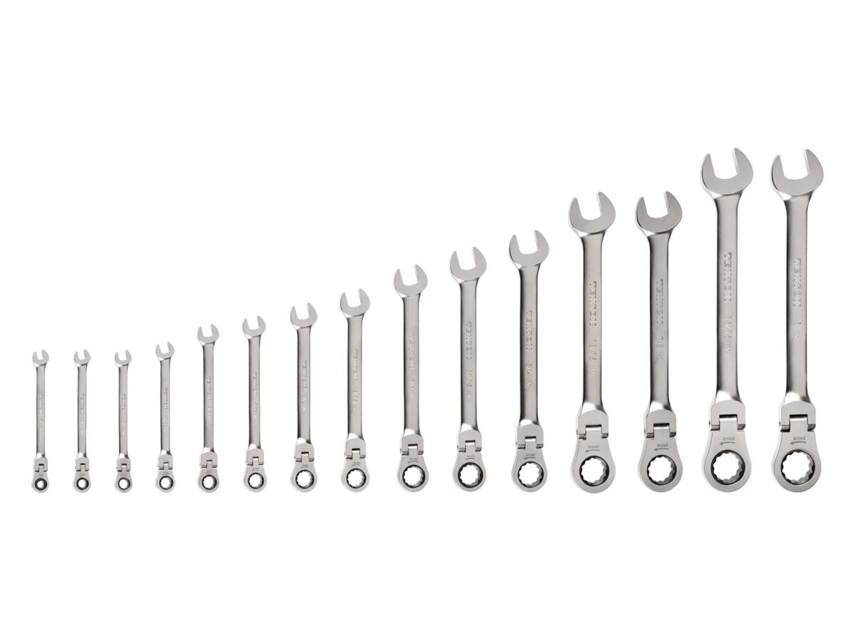 TEKTON Flex Head 12-Point Ratcheting Combination Wrench Set, 15-Piece (1/4-1 in.) | WRC95001 Main image