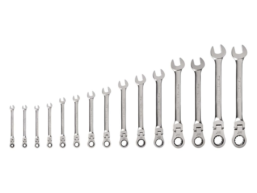 TEKTON Flex Head 12-Point Ratcheting Combination Wrench Set, 15-Piece (1/4-1 in.) | WRC95001 Main image