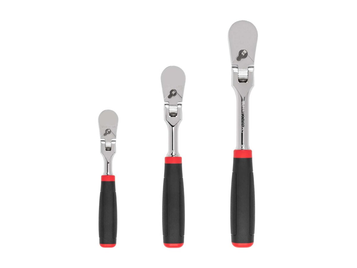 TEKTON 1/4, 3/8, 1/2 Inch Drive Flex Head Comfort Grip Ratchet Set, 3-Piece (6, 8, 10-1/2 in.) | SRH99121 Main image