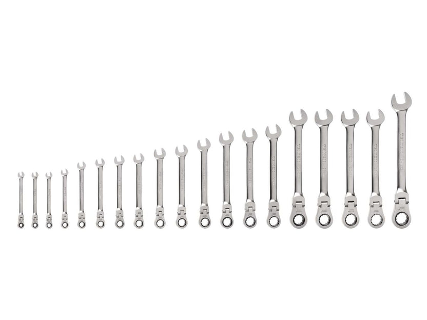 TEKTON Flex Head 12-Point Ratcheting Combination Wrench Set, 19-Piece (6-24 mm) | WRC95003 Main image