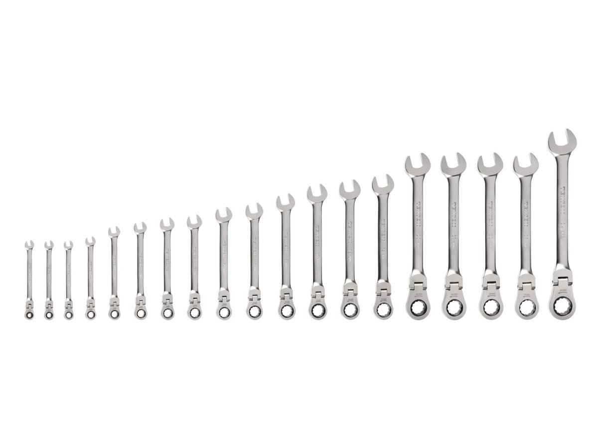 TEKTON Flex Head 12-Point Ratcheting Combination Wrench Set, 19-Piece (6-24 mm) | WRC95003