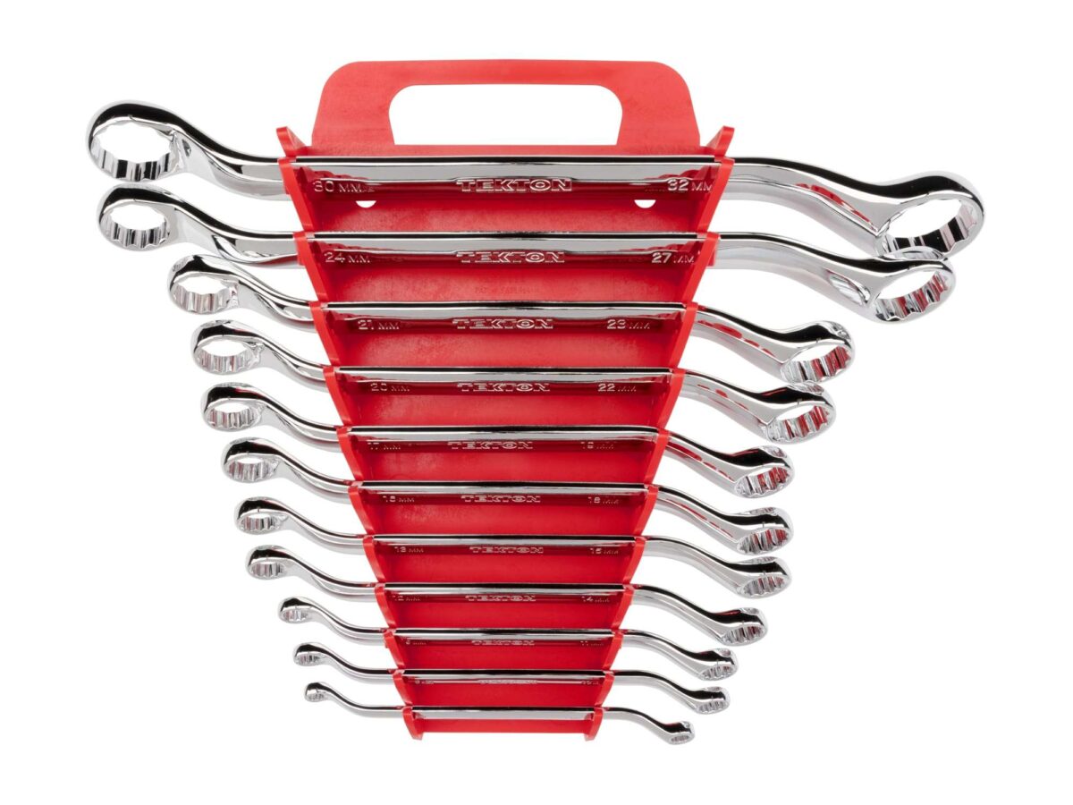 TEKTON 45-Degree Offset Box End Wrench Set with Holder, 11-Piece (6-32 mm) | WBE24411 Main image