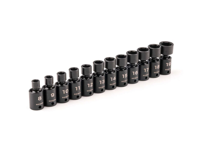TEKTON 3/8 Inch Drive 6-Point Universal Joint Impact Socket Set, 12-Piece (8-19 mm) | SID97002 Main image