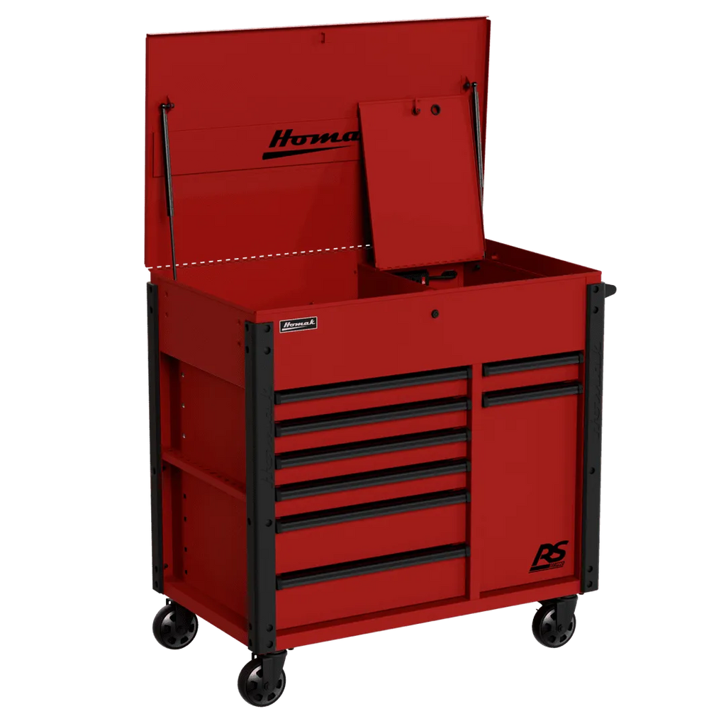 Homak Manufacturing 44" 8-Drawer Service Cart w/power Tool Holder Drawer