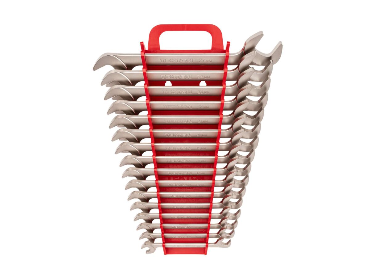 TEKTON Angle Head Open End Wrench Set with Holder, 16-Piece (10-27 mm) | WAE92204 Main image