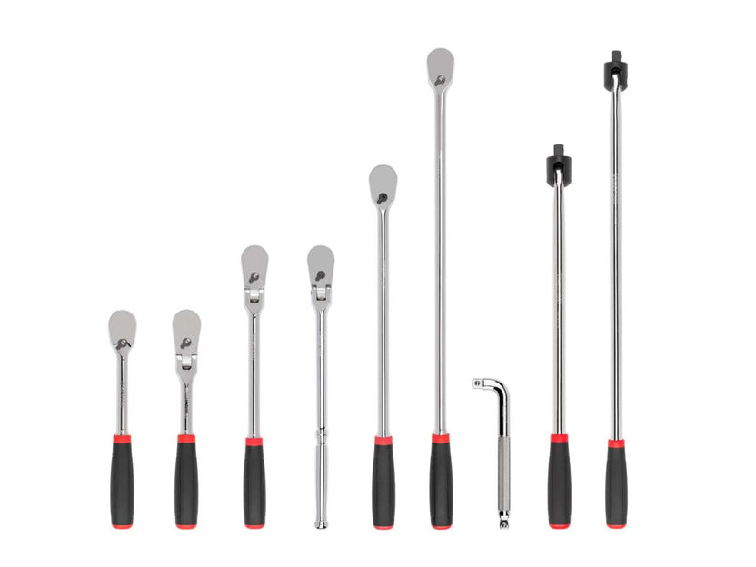 TEKTON 1/2 Inch Drive Comfort Grip Ratchet, L-Handle, and Breaker Bar Set (9-Piece) | SDR99204 Main image