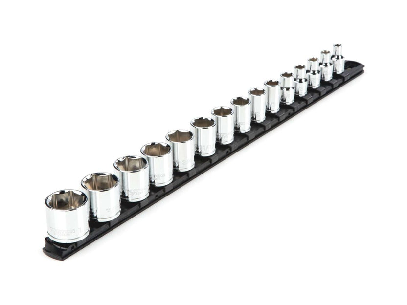 TEKTON 3/8 Inch Drive 6-Point Socket Set with Rail, 15-Piece (1/4-1 in.) | SHD91109 Main image