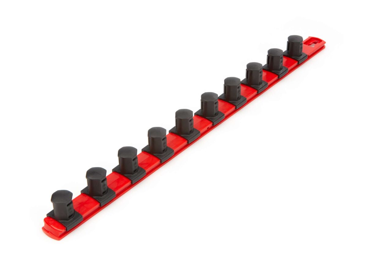 TEKTON 3/4 Inch Drive x 18 Inch Socket Rail, 10 Clips (Red) | OSR33110