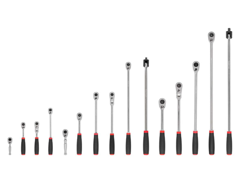 TEKTON 1/4, 3/8, 1/2 Inch Drive Quick-Release Comfort Grip Ratchet and Breaker Bar Set (15-Piece) | SDR99904 Main image