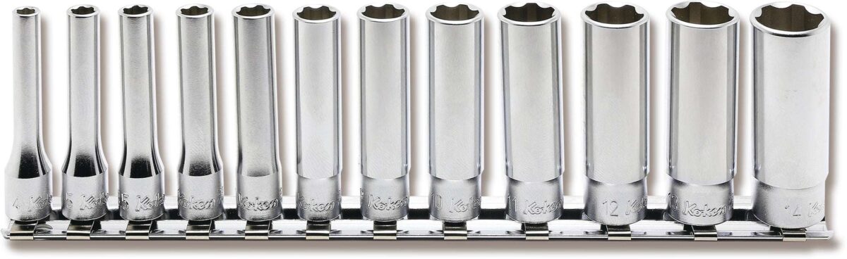 Ko-ken RS2350M/11 Special 1/4 Sq. Dr. Deep NUT GRIPÂ® Socket Set, 5-14mm - 11 pieces
