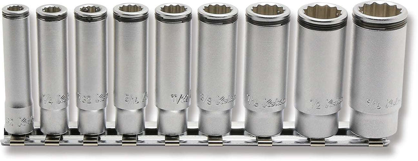 Ko-ken RS2355A/9 1/4" Sq. Drive 12-Point SAE Deep NUT GRIP® 9 Piece Socket Set Main image