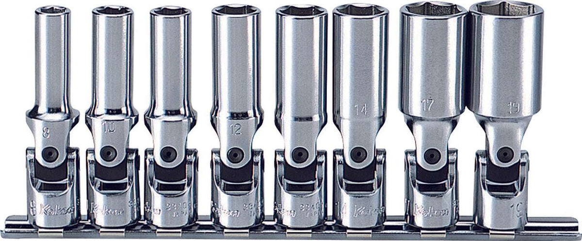 Ko-ken RS3350AM/6-L120 3/8â€ Sq. Dr. Extra Deep Nut Grip Socket Set - 6 pieces - RS3350AM/6-L120