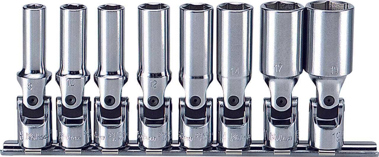 Ko-ken RS3350AM/6-L120 3/8â€ Sq. Dr. Extra Deep Nut Grip Socket Set - 6 pieces - RS3350AM/6-L120