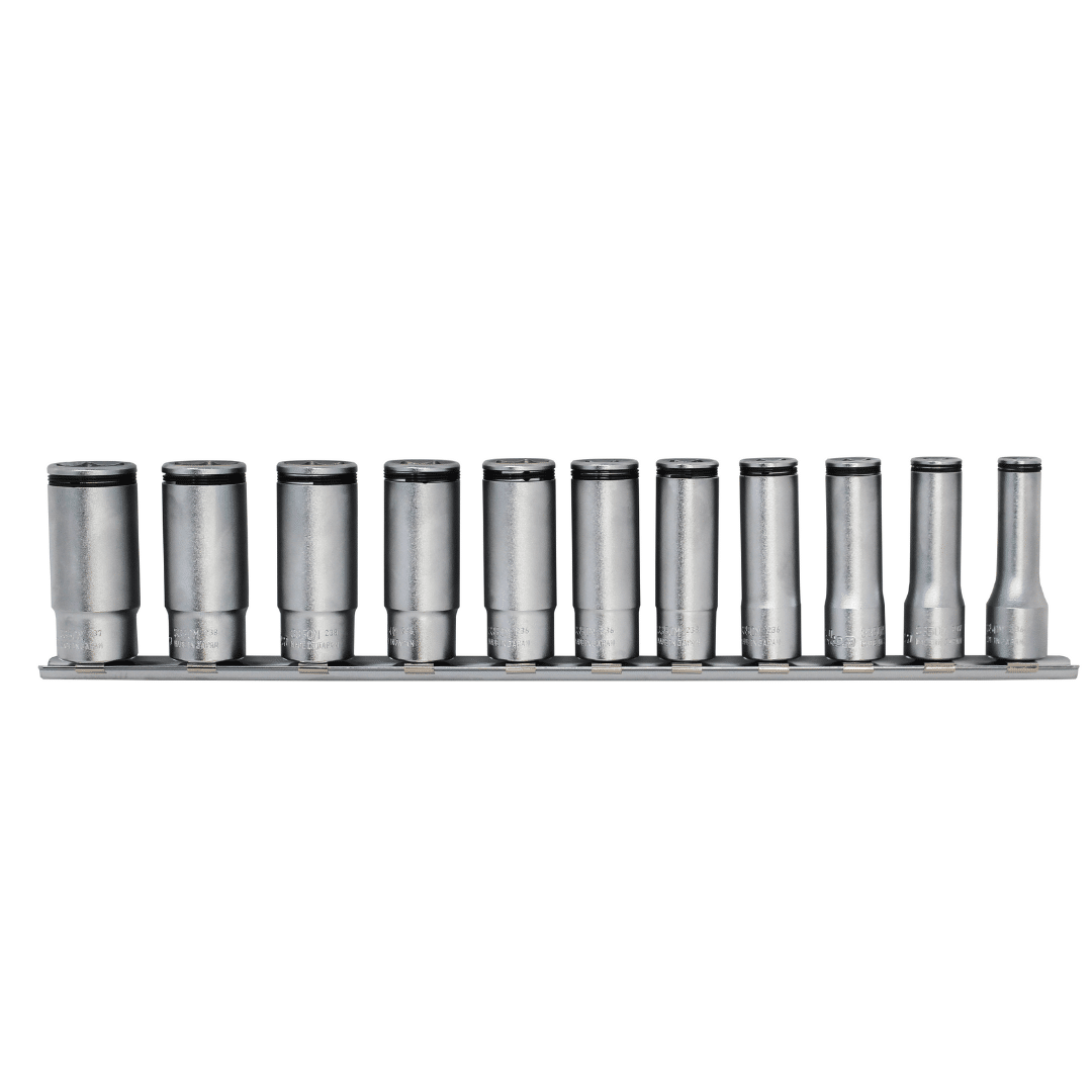 New and Exclusive: Deep 11 PC. 3/8 Drive Metric Nut Grip Socket Set 8-19mm Main image
