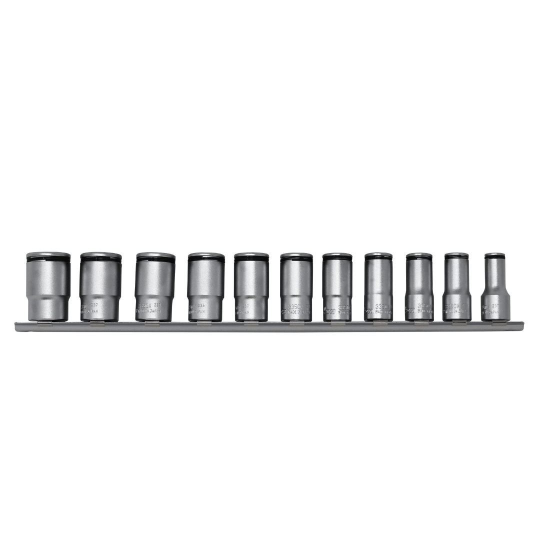New and Exclusive: Semi Deep 11 PC. 3/8 Drive Metric Nut Grip Socket Set 8-19mm Main image