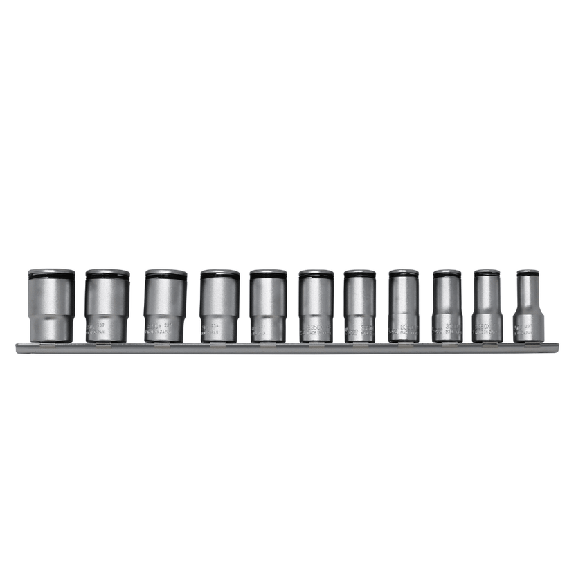 New and Exclusive: Semi Deep 11 PC. 3/8 Drive Metric Nut Grip Socket Set 8-19mm Main image