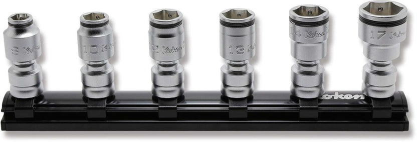 Ko-ken RS3445W/7 3/8 Sq. Dr. Universal Socket set Whitworth 1/8-1/2 12 point 200mm  7 pieces Main image
