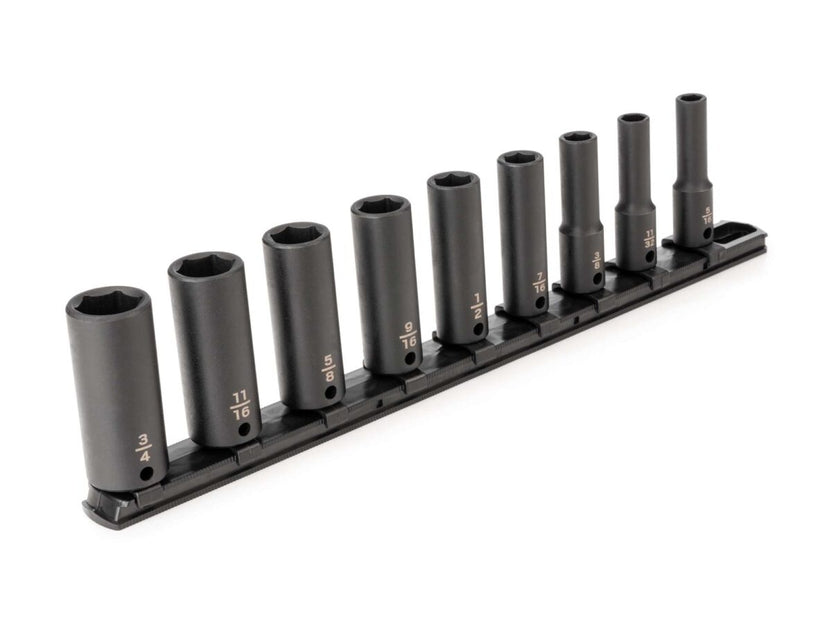 TEKTON 3/8 Inch Drive Deep 6-Point Impact Socket Set with Rail, 9-Piece (5/16-3/4 in.) | SID91101 Main image