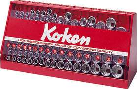 Ko-ken S3240M-05 3/8 Sq. Dr. 177 Piece 12-Point Socket Set  6-23mm in Display Stand