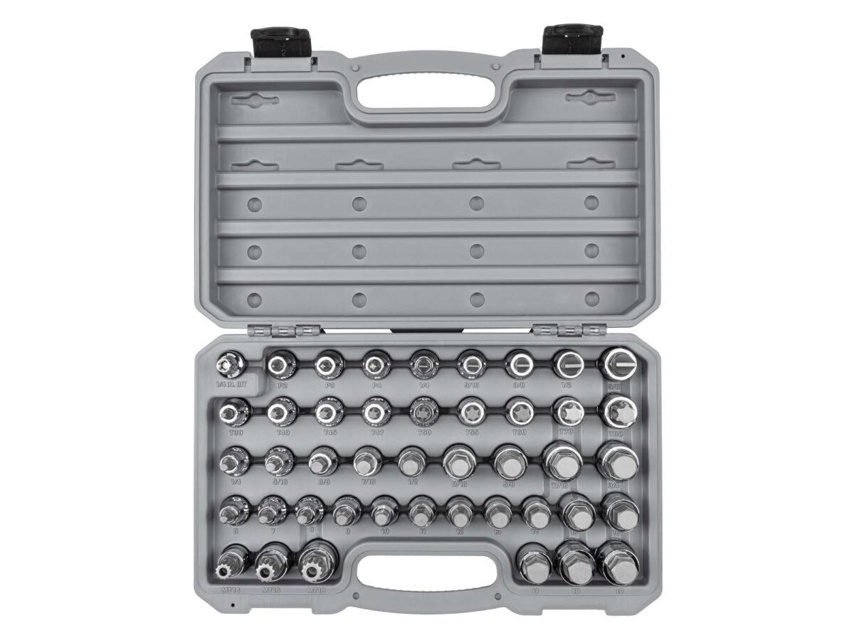 TEKTON 1/2 Inch Drive Hex, Torx, TR Triple Square, Phillips, Slotted Bit Socket Set with Case (44-Piece) | SHB92304 Main image