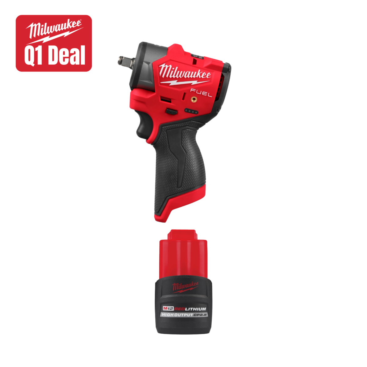 Milwaukee Tool M12 FUEL 3/8" Subcompact Impact Wrench w/ FREE 2.5 High Output battery Main image