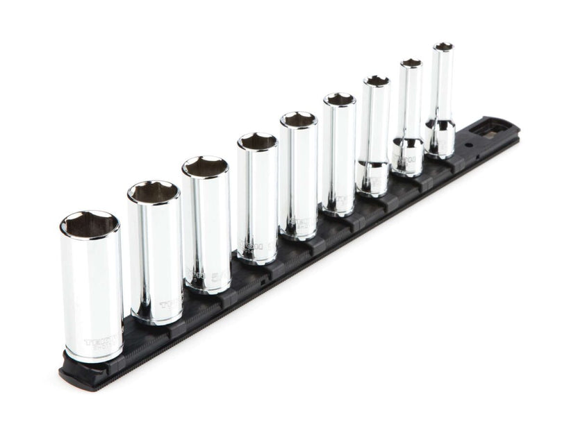 TEKTON 3/8 Inch Drive Deep 6-Point Socket Set with Rail, 9-Piece (5/16-3/4 in.) | SHD91105 Main image