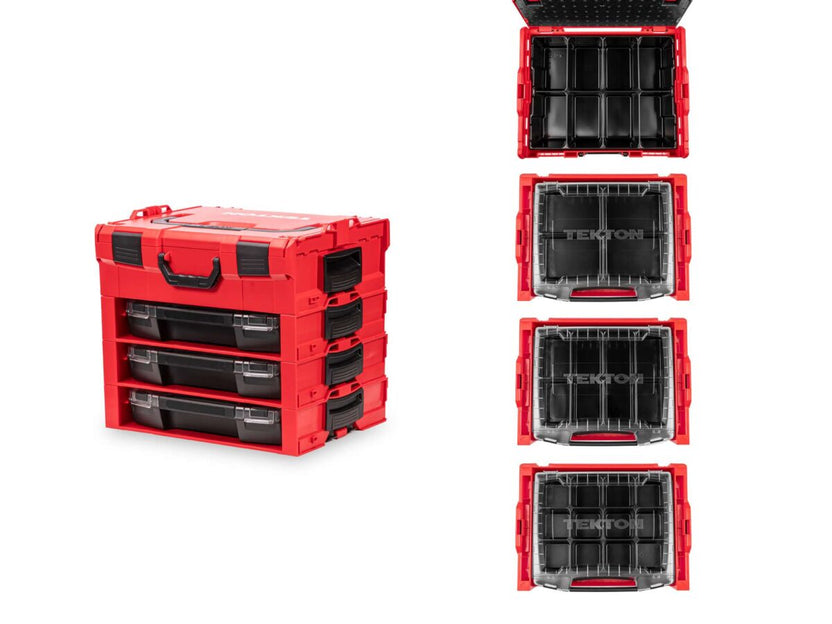 TEKTON 3-Drawer Modular Stacking Parts Rack with Tool Box | OLB99200 Main image