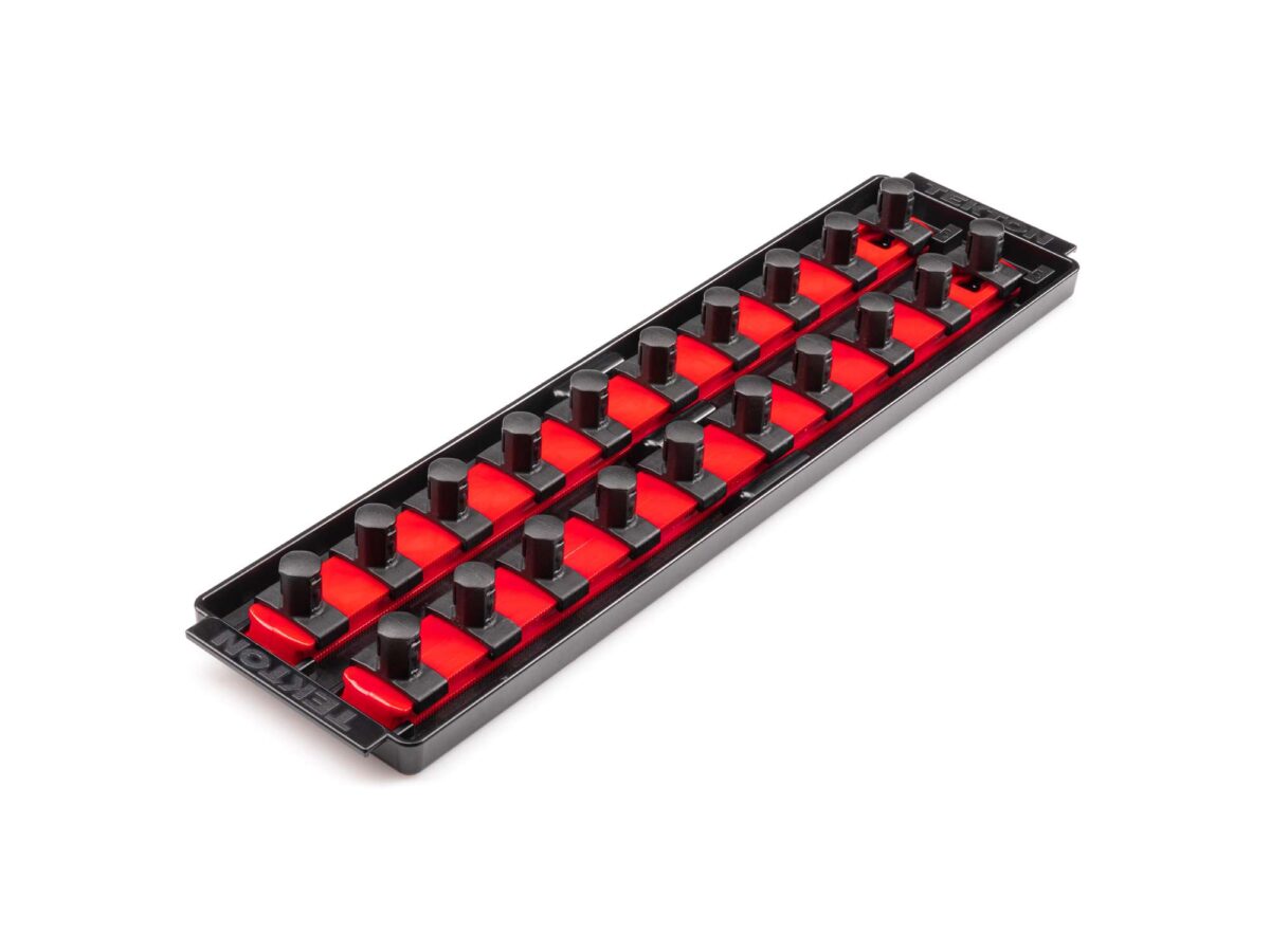 TEKTON 1/2 Inch Drive 2-Rail Socket Organizer Set, Red (20-Tool) | OST22120