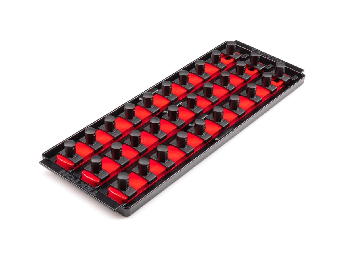 TEKTON 1/2 Inch Drive 3-Rail Socket Organizer Set, Red (30-Tool) | OST26130