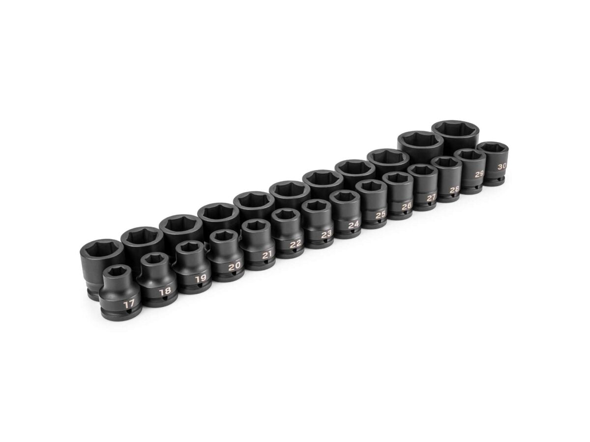 TEKTON 3/4 Inch Drive 6-Point Impact Socket Set, 25-Piece (17-50 mm, Common Sizes) | SID93013