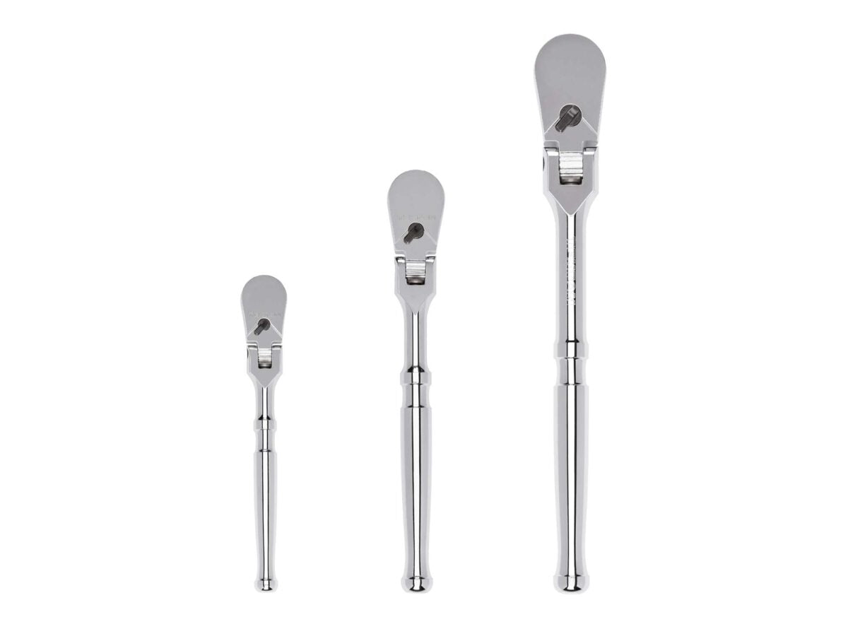 TEKTON 1/4, 3/8, 1/2 Inch Drive Flex Head Ratchet Set, 3-Piece (6, 8, 10-1/2 in.) | SRH92004 Main image