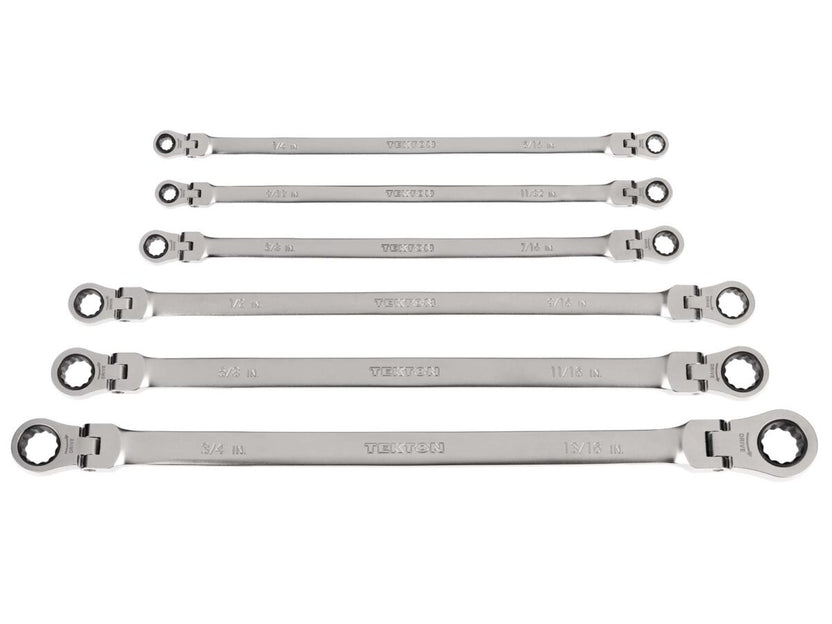TEKTON Long Flex Head 12-Point Ratcheting Box End Wrench Set, 6-Piece (1/4-13/16 in.) | WRB96000 Main image