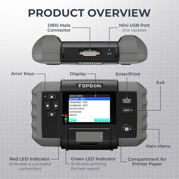 BT600- 12V Battery & 12V/24V System Tester w/Built-in Printer